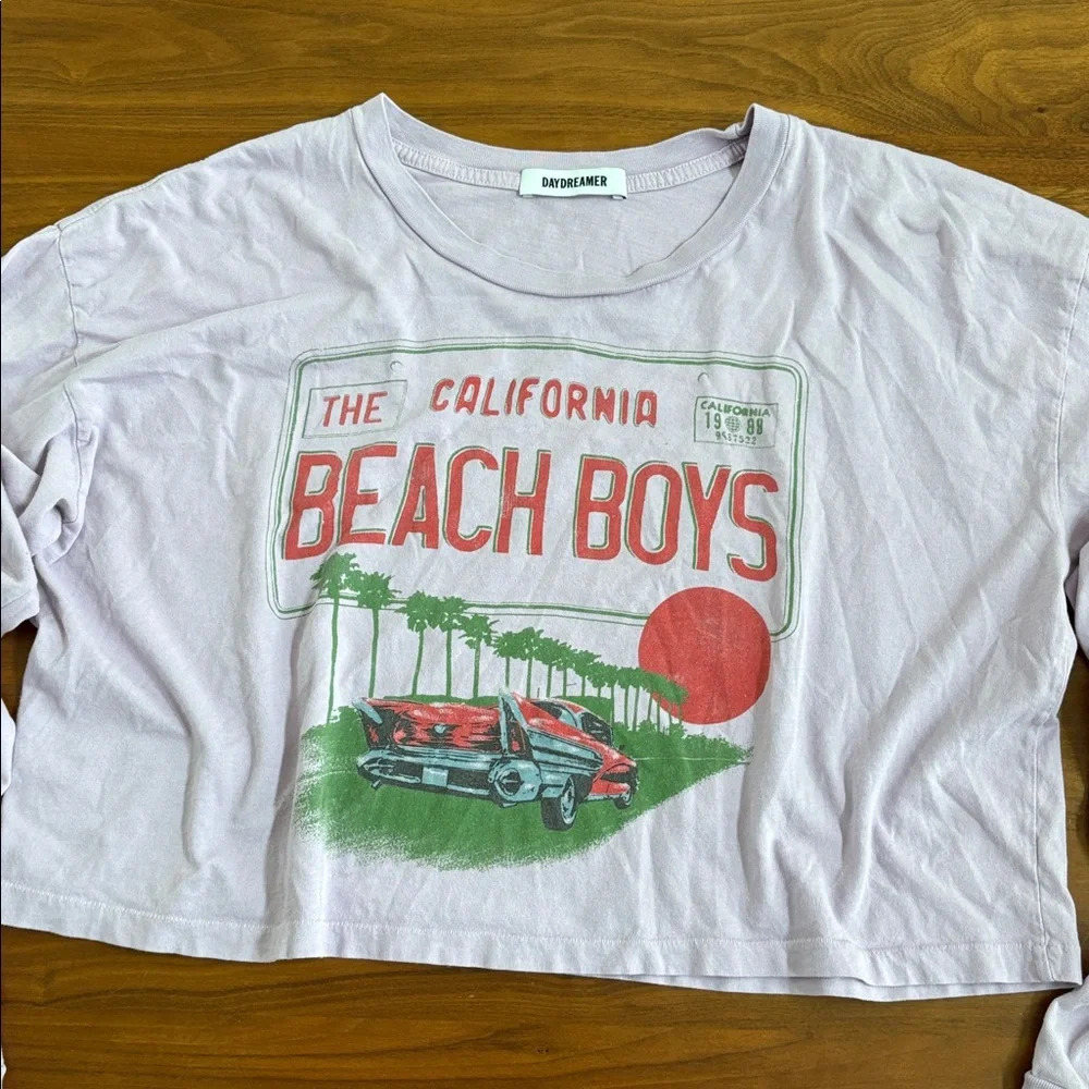 Daydreamer THE BEACH BOYS License Plate Crop Long Sleeve Purple Size Small - Picture 3 of 7